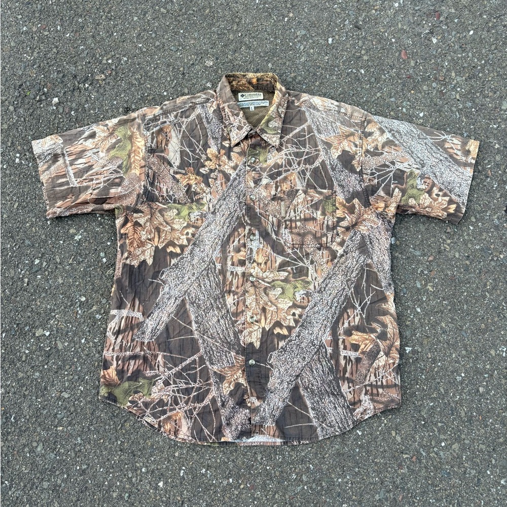 Realtree Short-Sleeve Camo Button-Up Shirt - Brown/Green